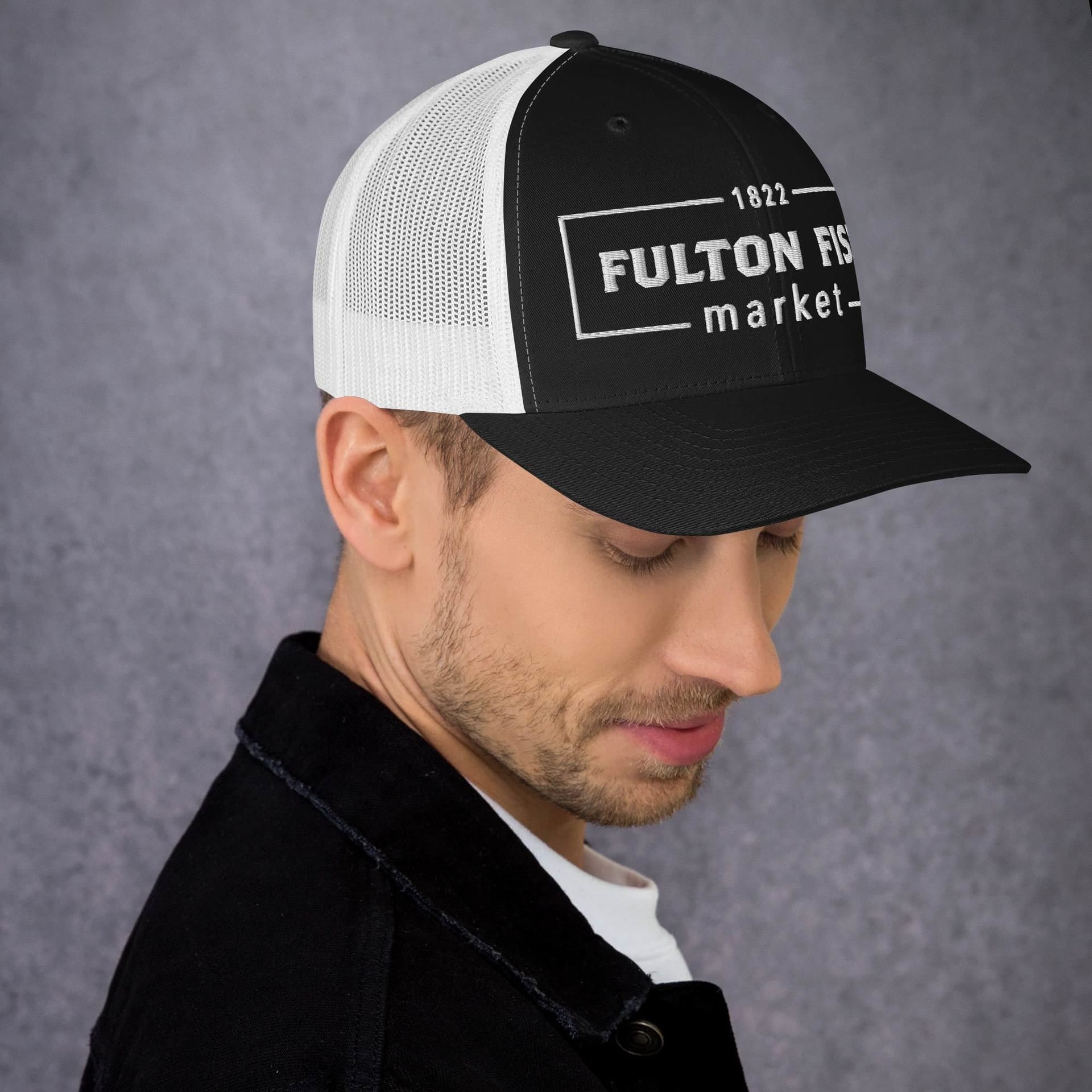 Product Image: Fulton Fish Market Trucker Hat, Black & White