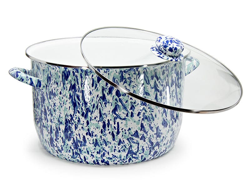 Product Image: Golden Rabbit Enamelware Ocean Swirl Stock Pot, 18 Qt
