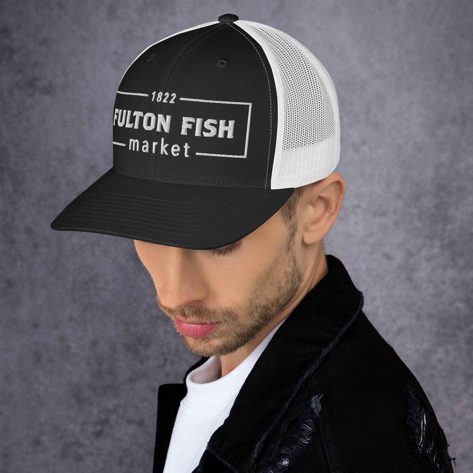 Product Image: Fulton Fish Market Trucker Hat, Black & White