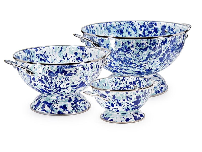 Golden Rabbit Enamelware Ocean Swirl Colander Set - 3ct image
