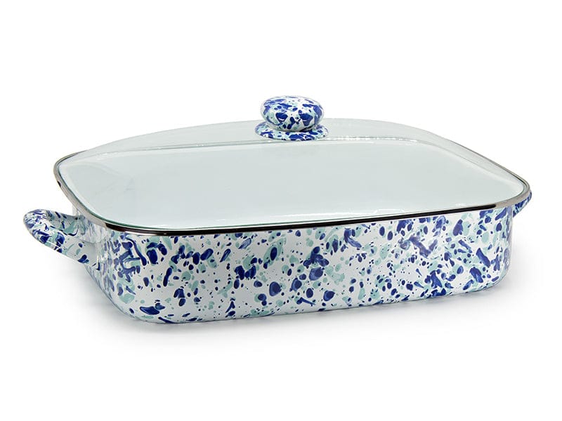 Golden Rabbit Enamelware Ocean Swirl Roasting Pan image