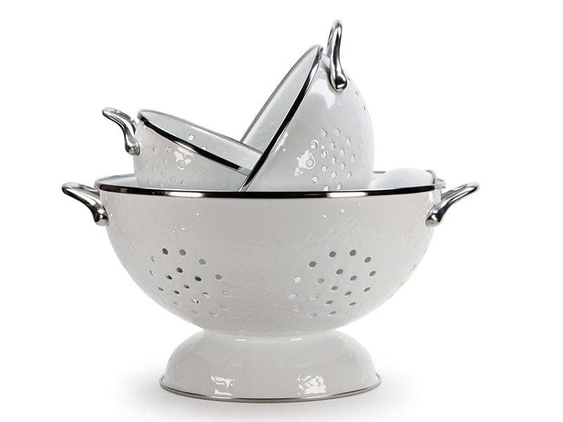 Golden Rabbit Enamelware White Solid Colander Set - 3ct image
