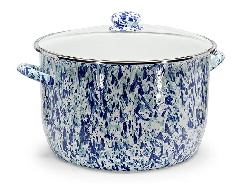 Golden Rabbit Enamelware Ocean Swirl Stock Pot, 18 Qt image